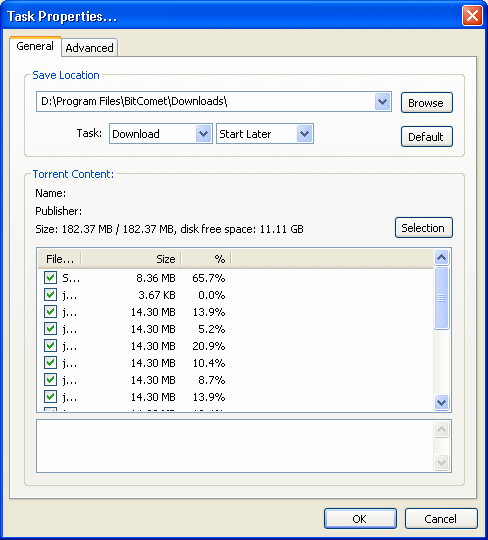 setting for bitcomet