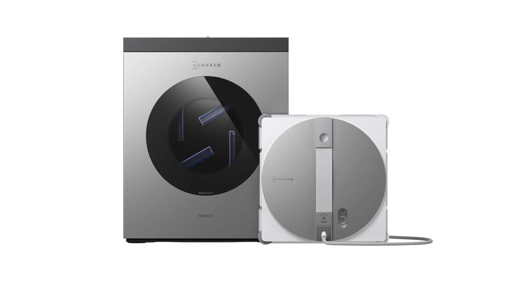 Ecovacs Winbot W3 Omnin asema puhdistaa ikkunanpuhdistajan pesutyynyt