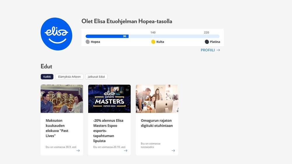 Elisalla uusi etuohjelma - mitä pidempään olet Elisan asiakkaan, sitä parempia etuja saat