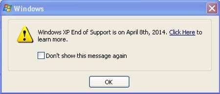 Windows XP -käyttäjä: Tietokoneeseesi ilmestyy pop up -viesti 8. maaliskuuta