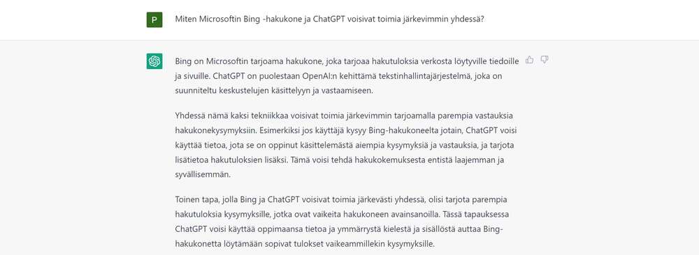 ChatGPT tulossa osaksi Microsoftin Bing -hakukonetta