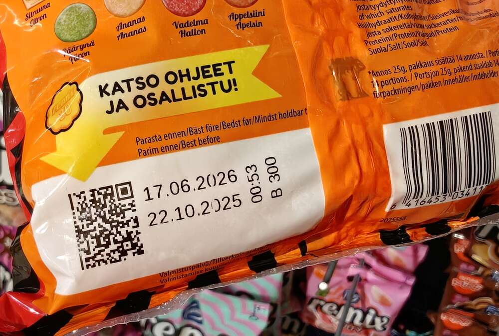 Viivakoodien korvaajat saapuivat Suomeen - käytössä Fazerin karkkipusseissa