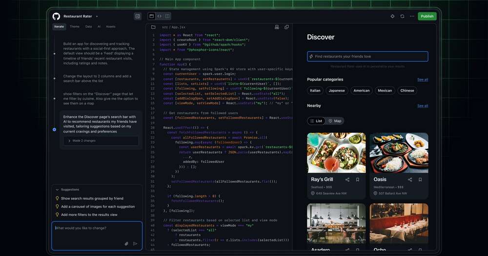GitHub Spark - tekoäly tekee täysin valmiin sovelluksen