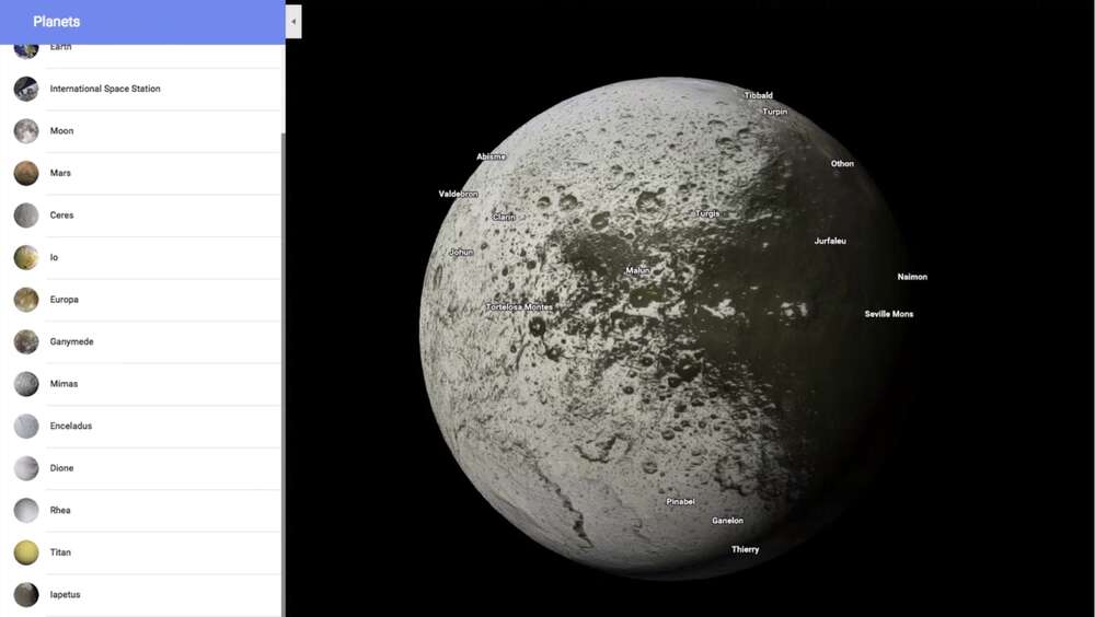 Google Mapsiin lisättiin muita planeettoja ja avaruuden kohteita