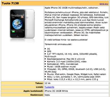 Verkkokauppa.com iPhone 3G -kauppiaaksi?