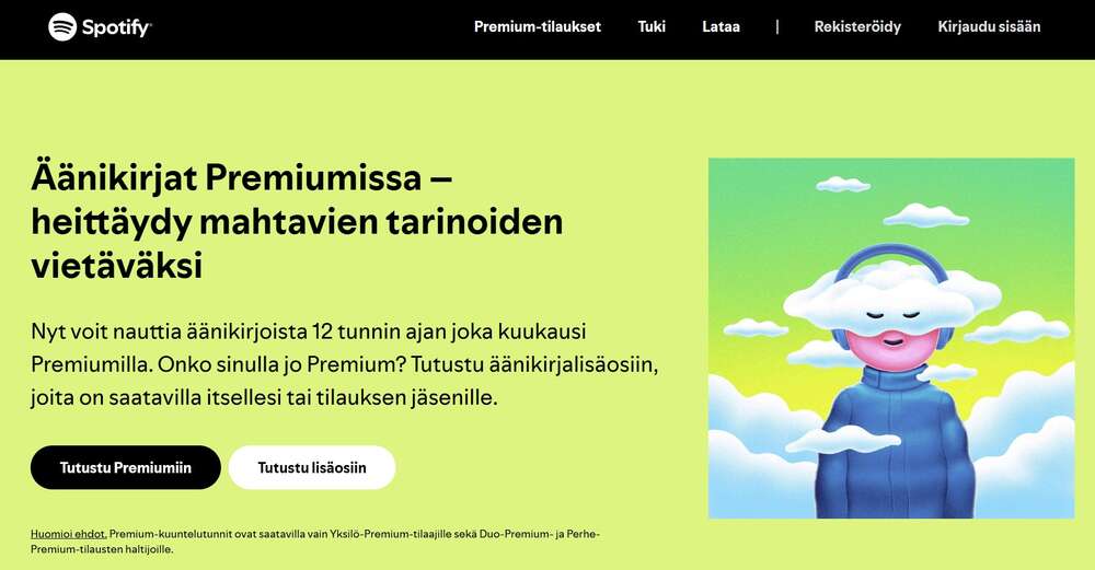 Spotifyyn tulivat äänikirjat - tällaiset ehdot ja hinnat palvelulla on Suomessa
