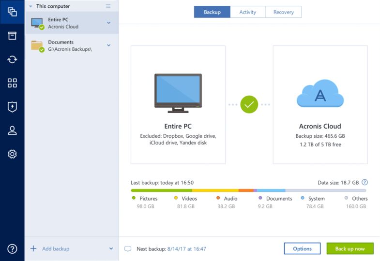 disk space requirement acronis true image for crucial