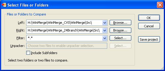 winmerge compare only size
