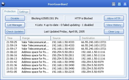 peerguardian block ip