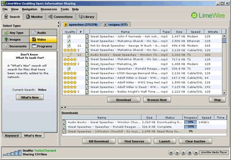 download napster limewire kazaa