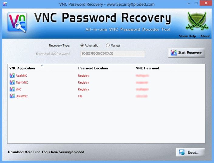 vnc server password location on xfinity