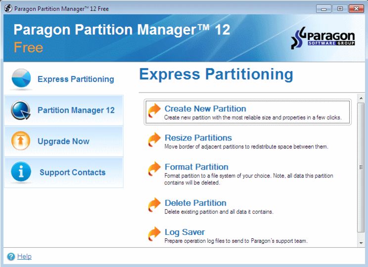 paragon partition manager free edition (32-bit)