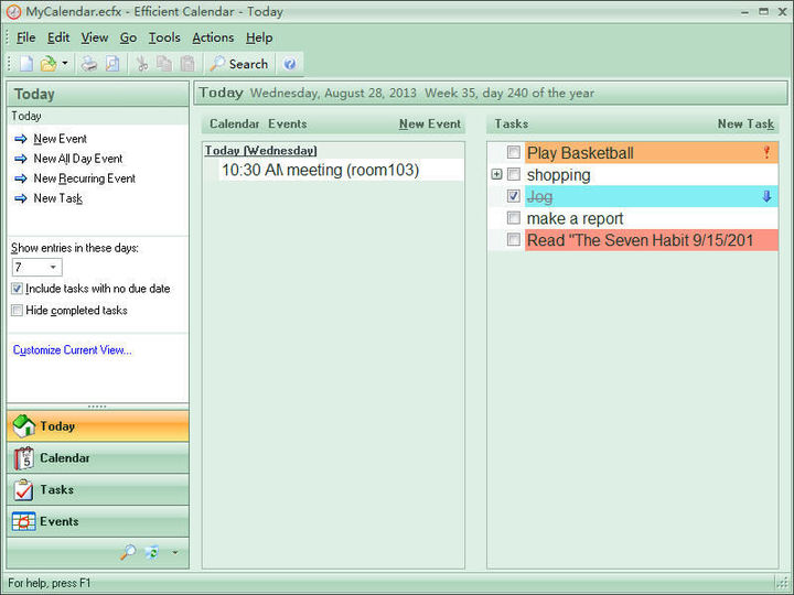 Download Efficient Calendar Free (portable) v5.60 Build 554 (freeware