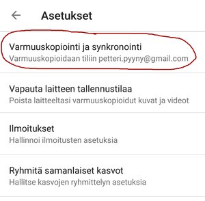 Google Kuvat - asetukset