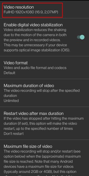 Adjust video resolution
