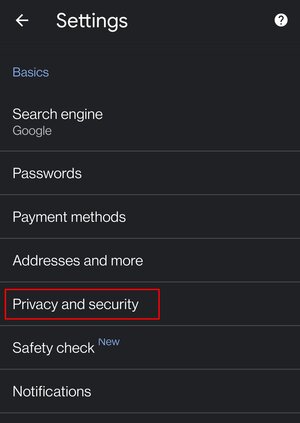 Choose Privacy settings