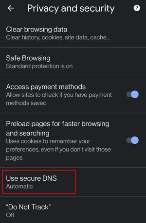 Navigate to Secure DNS section