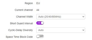 Example of a router with the automatic channel width setting