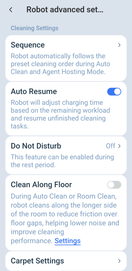 Ecovacs X11 robot settings 1/5