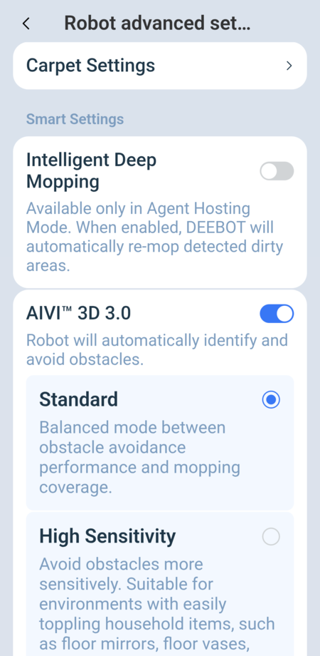 Ecovacs X11 robot settings 2/5