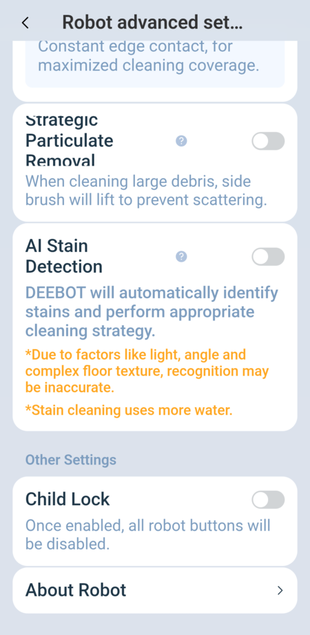 Ecovacs X11 robot settings 5/5