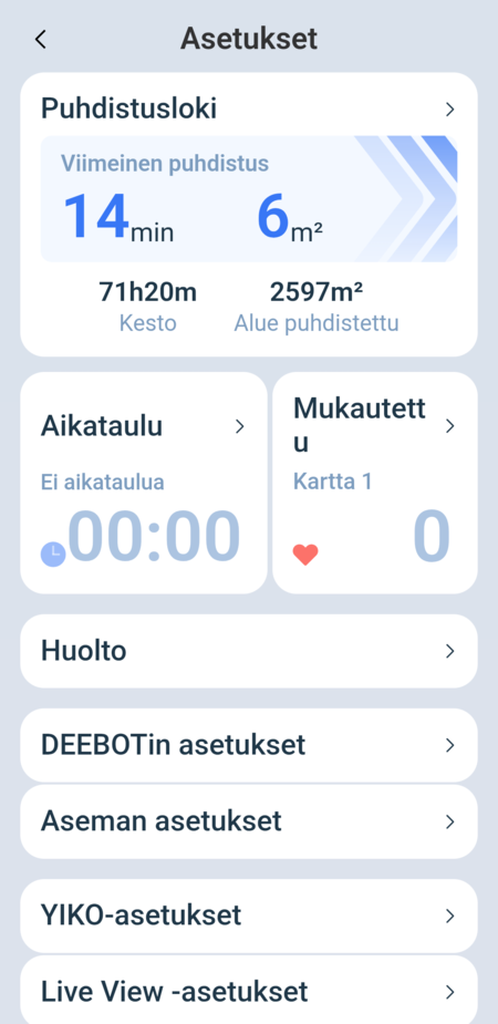 Ecovacsin asetuksia 1/2