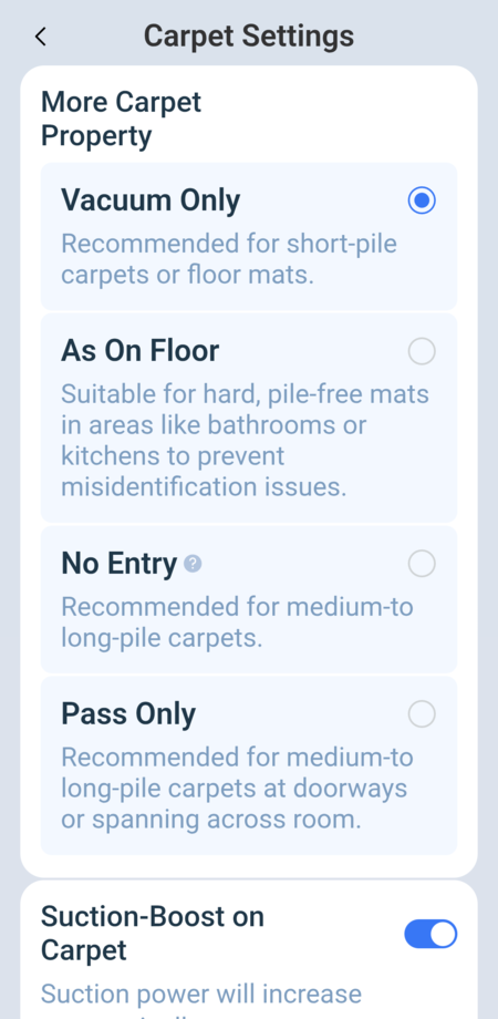 Carpet cleaning settings 1/3