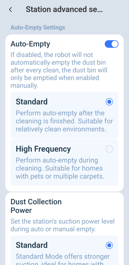 Ecovacs dock settings 1/6