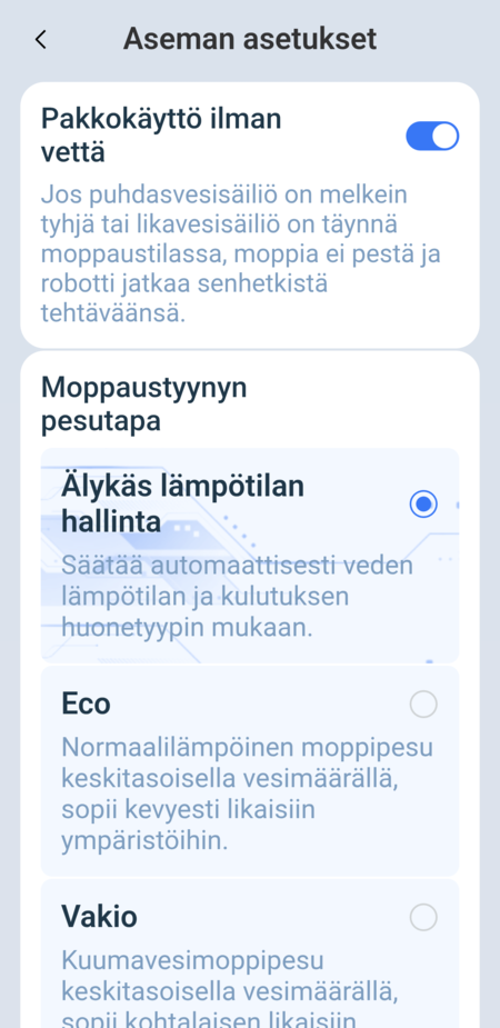 Ecovacsin telakan asetukset 3/8