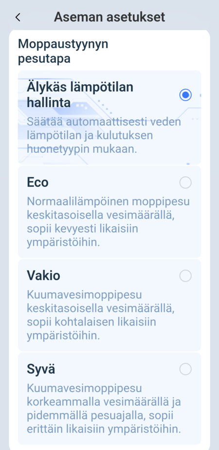Ecovacsin telakan asetukset 4/8