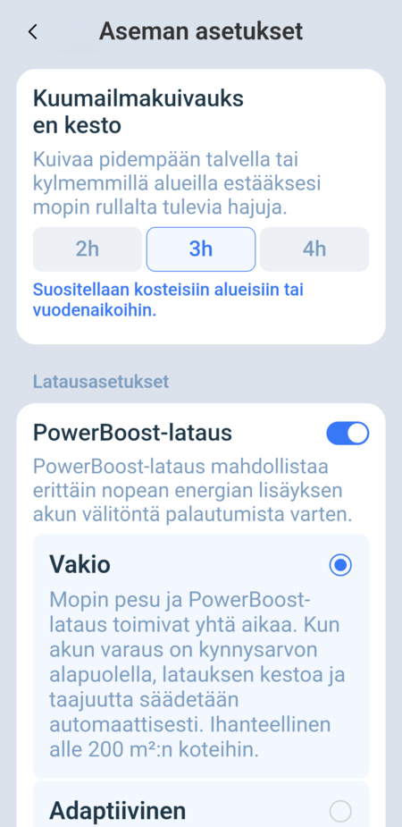 Ecovacsin telakan asetukset 7/8