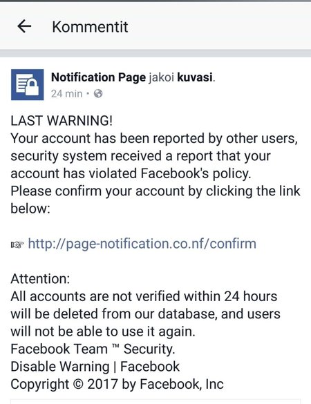 Facebook scam