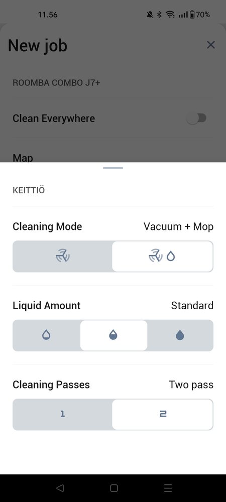 Cleaning settings can be defined room by room upon starting