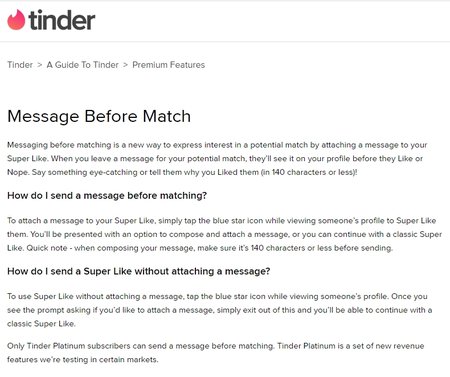 Tinder Platinum: Message before match explained