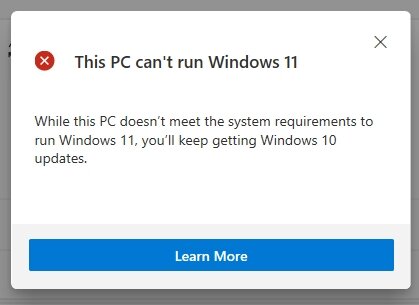 Windows 11 ei toimi tällä koneella