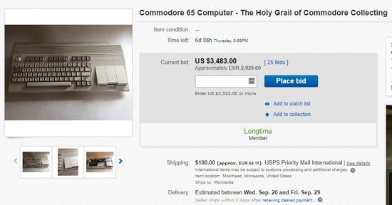 Commodore 65 on sale at eBay, September 2017