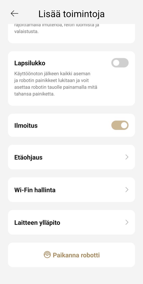 Lisää asetuksia 2/2