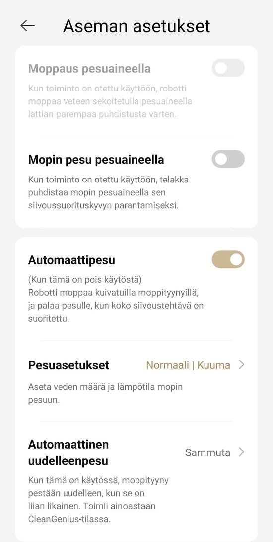 Telakan asetukset 1/2