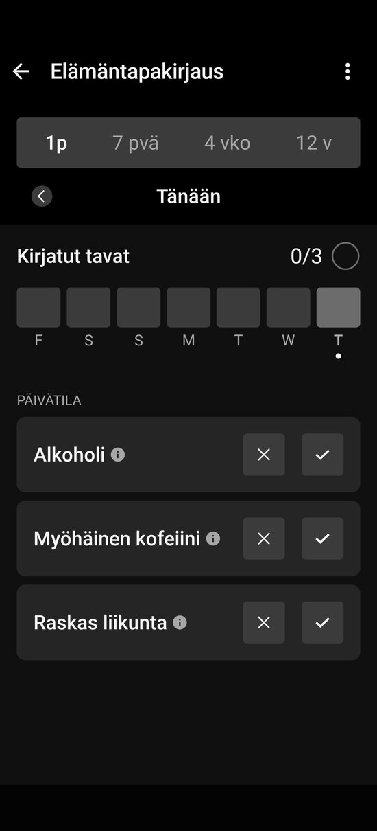 Valitut tavat, joita ei ole viel tytetty