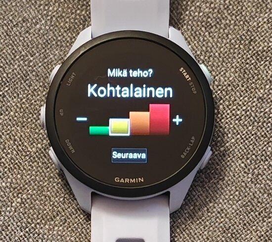 Valitaan harjoituksen teho