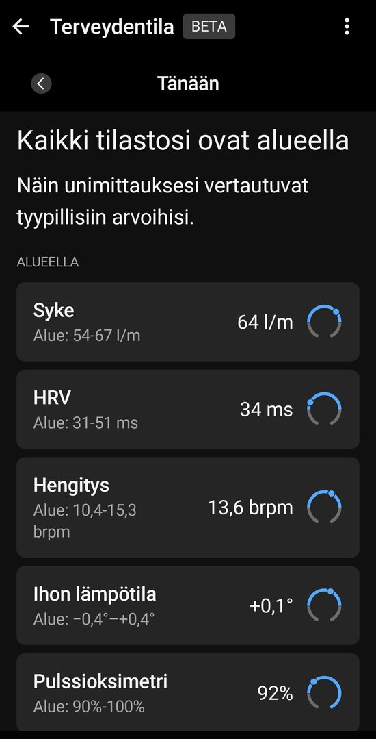 Terveydentilan tiedot Garmin Connectissa