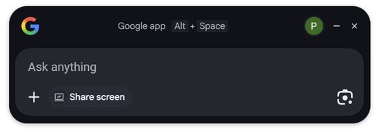 Google app for Desktop perustilassaan