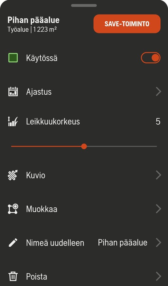 Alueen asetukset