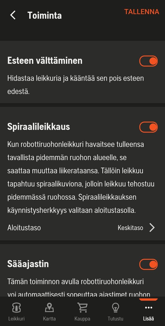 Husqvarnan asetukset 1/2