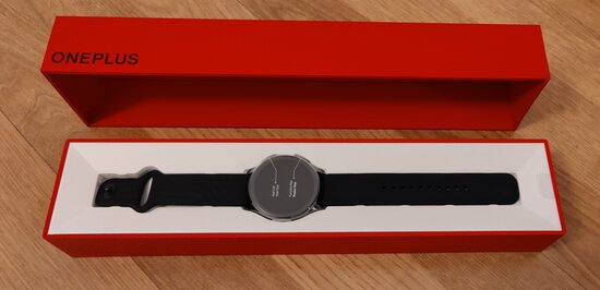 OnePlus Watch retail box, opened