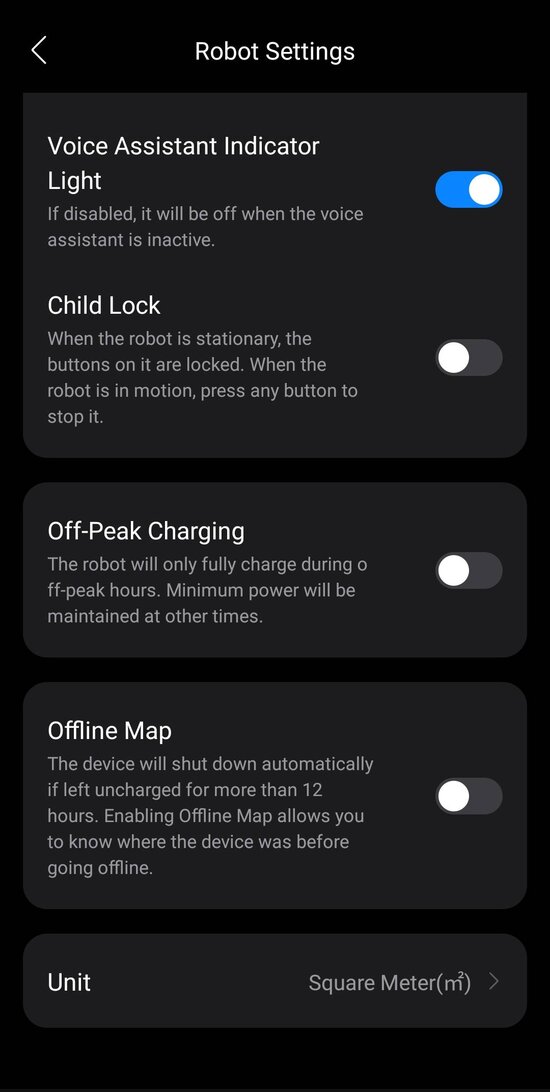 Robot settings 2/2