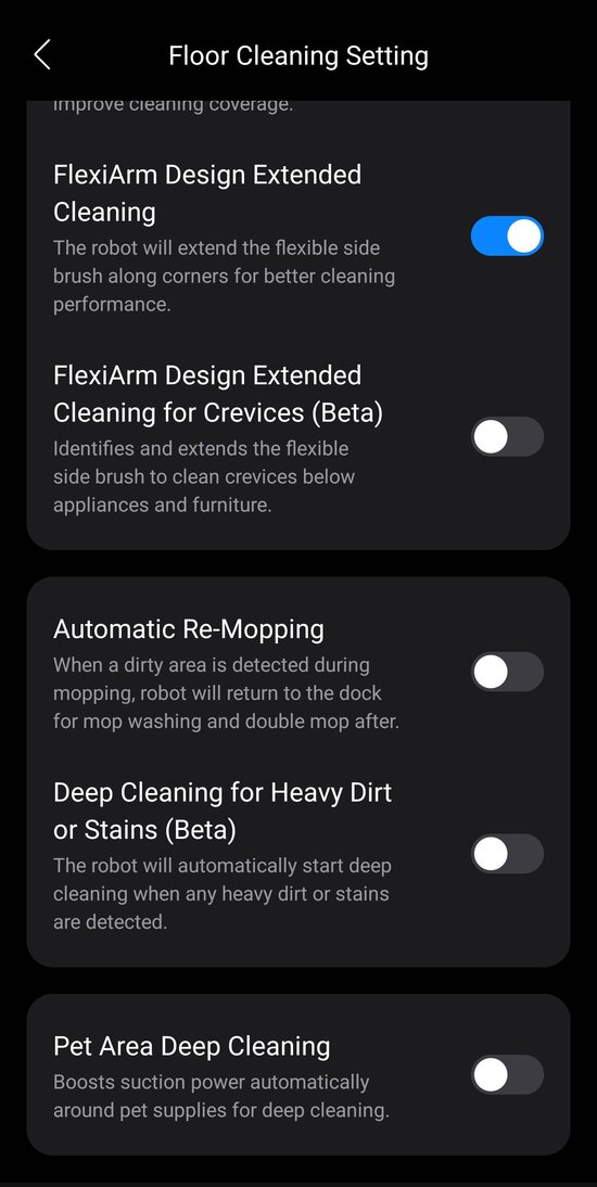 Floor cleaning settings 2/2