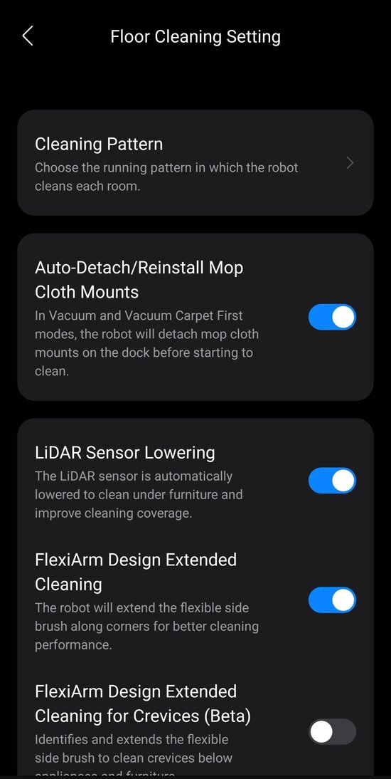 Floor cleaning settings 1/2