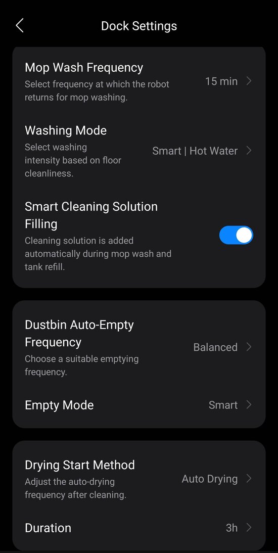 Dock settings