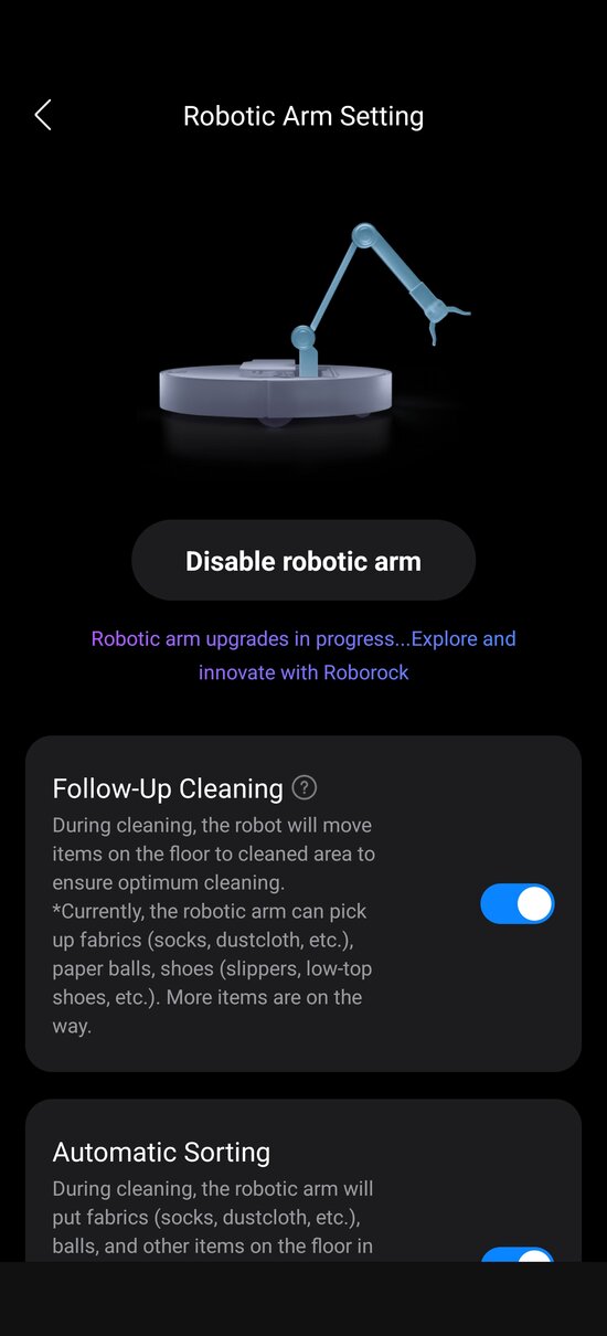 Robotic arm settings 1/2